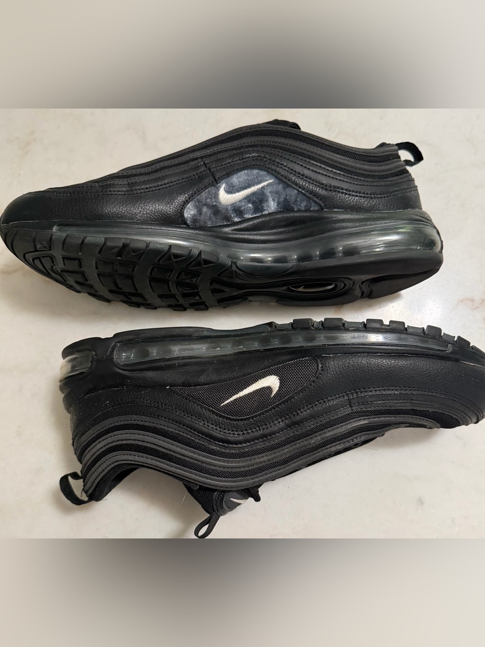 Nike Air Max 97 Black Terry Cloth Mens Size 12 US Athletic Sneakers